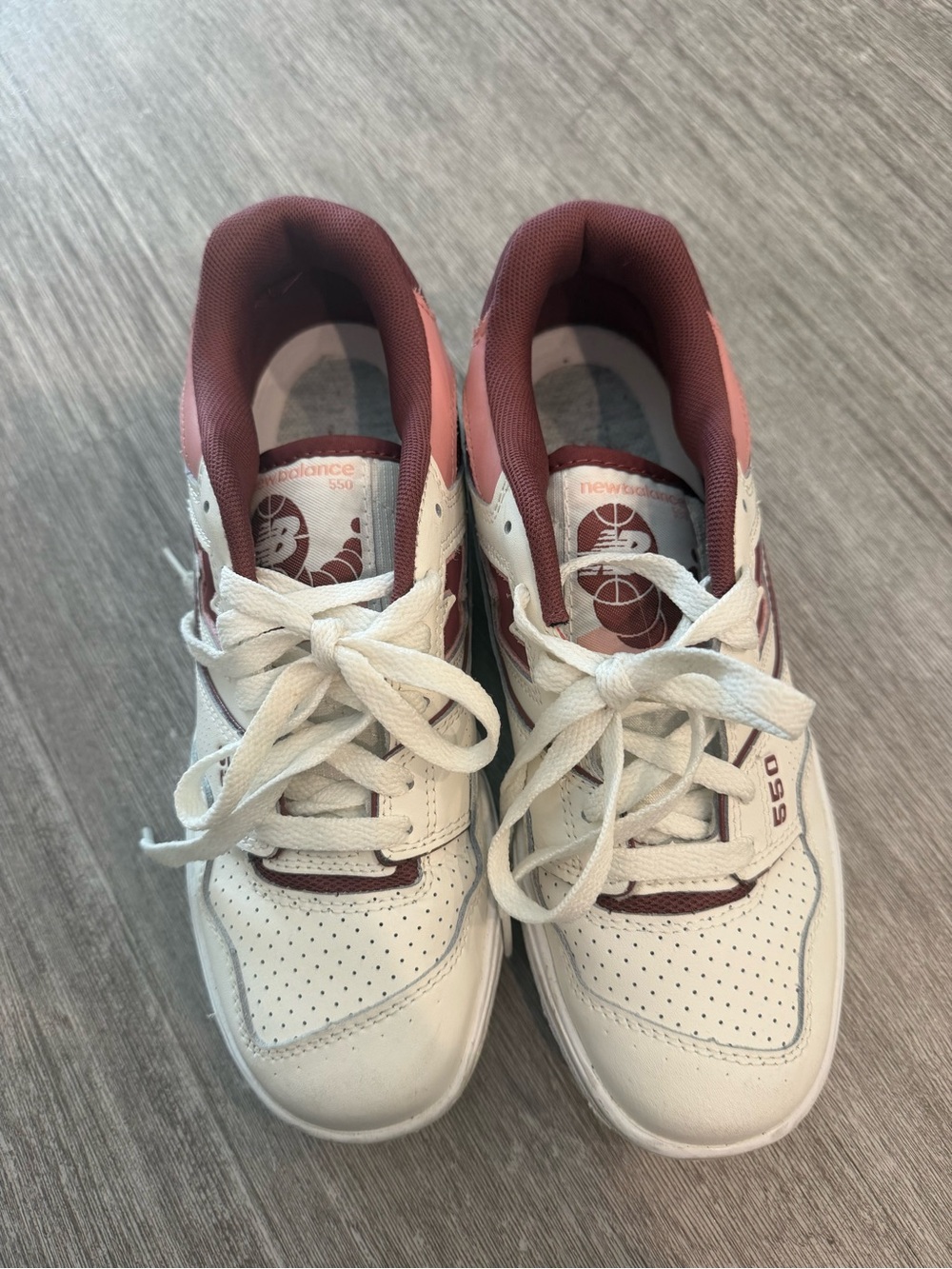 New Balance White & Maroon Low-Top Sneakers